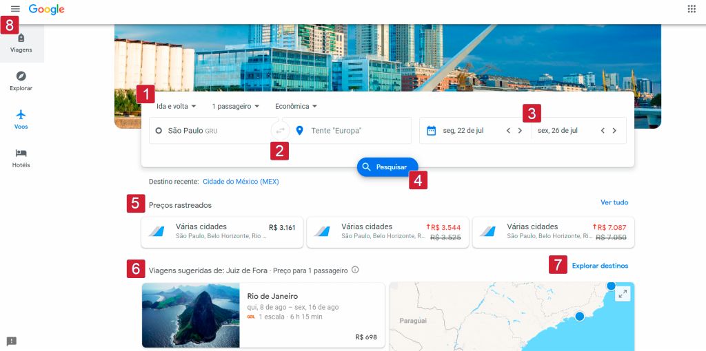 Como usar o google flights para encontrar passagem barata: familiarize com a ferramenta