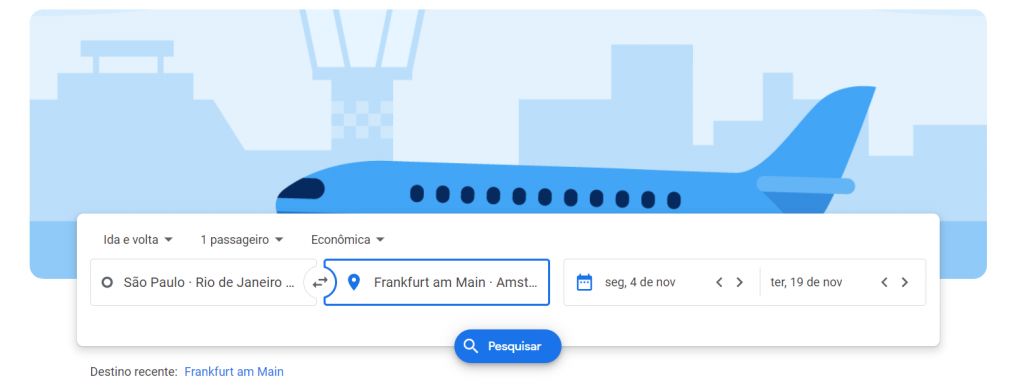 Buscar passagem baratas: São Paulo para Frankfurt - Como usar o Google Flights